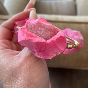 Bourbon & Bowties Pink Geode Bangle Bracelet size XS NIB